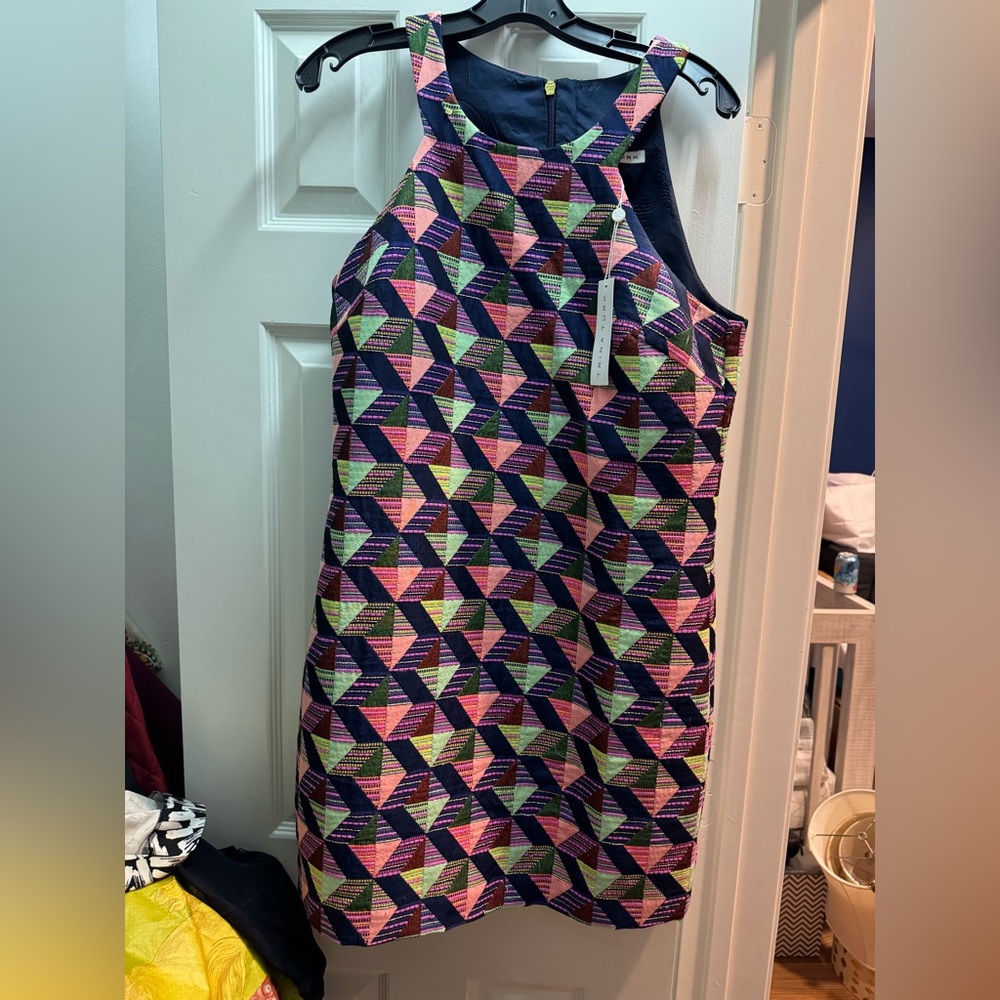 NWT Trina Turk Multicolor Geometric Sheath Dress, Size 12